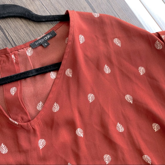 Rust Orange Blouse with Front Tie and Button Back Details - Picture 3 of 9